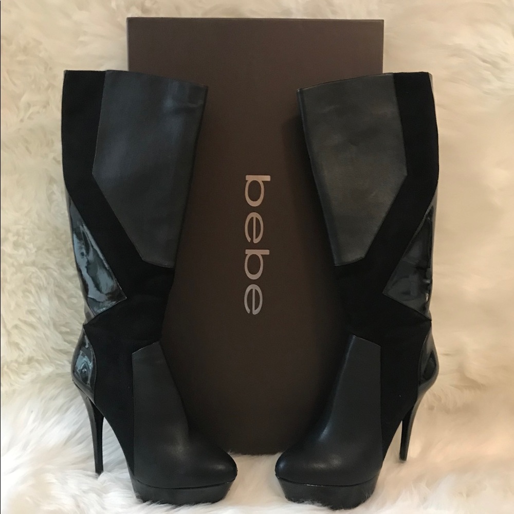 BeBe Patent and Leather Tall Platform Boots